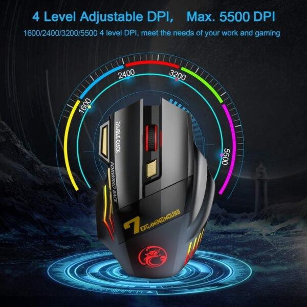 Rechargeable Wireless Mouse Bluetooth Gamer Gaming Mouse Computer Ergonomic Mause With Backlight RGB Silent Mice For Laptop PC - Imagem 5