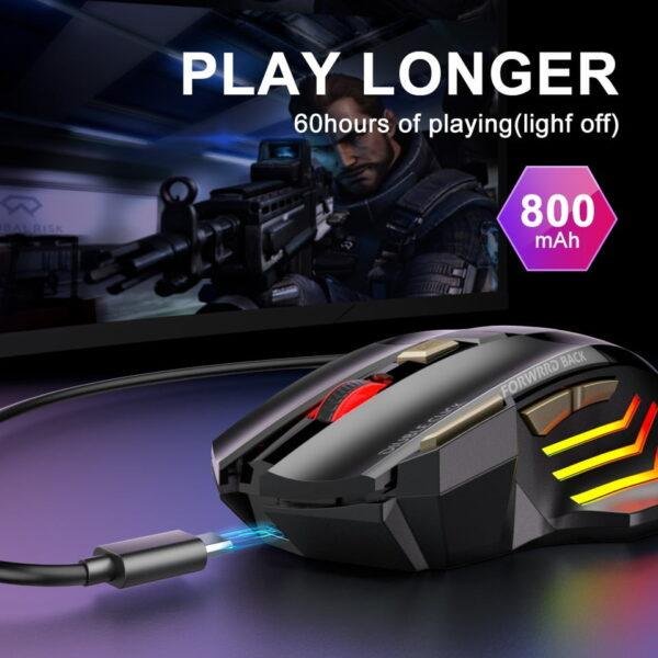 Rechargeable Wireless Mouse Bluetooth Gamer Gaming Mouse Computer Ergonomic Mause With Backlight RGB Silent Mice For Laptop PC - Imagem 2