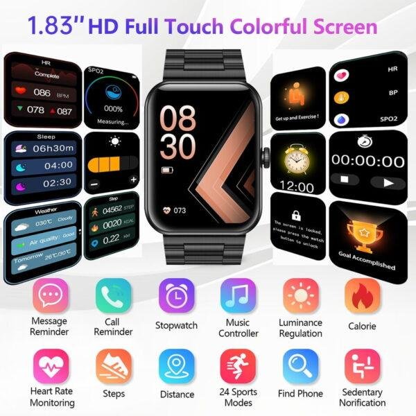 Senbono novo smartwatch masculino 3atm ip68 à prova dip68 água esporte relógio 1.83 polegada personalizado mostradores relógio inteligente masculino feminino para xiaomi ios android - Imagem 17