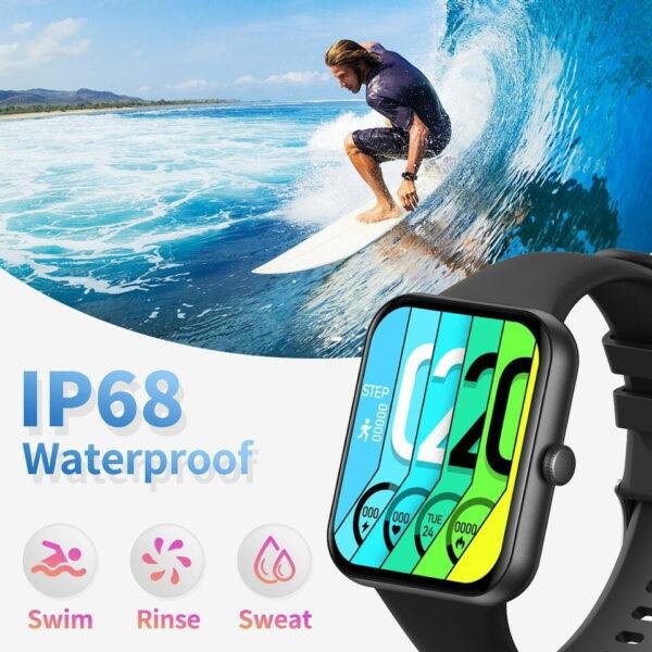 Senbono novo smartwatch masculino 3atm ip68 à prova dip68 água esporte relógio 1.83 polegada personalizado mostradores relógio inteligente masculino feminino para xiaomi ios android - Imagem 6