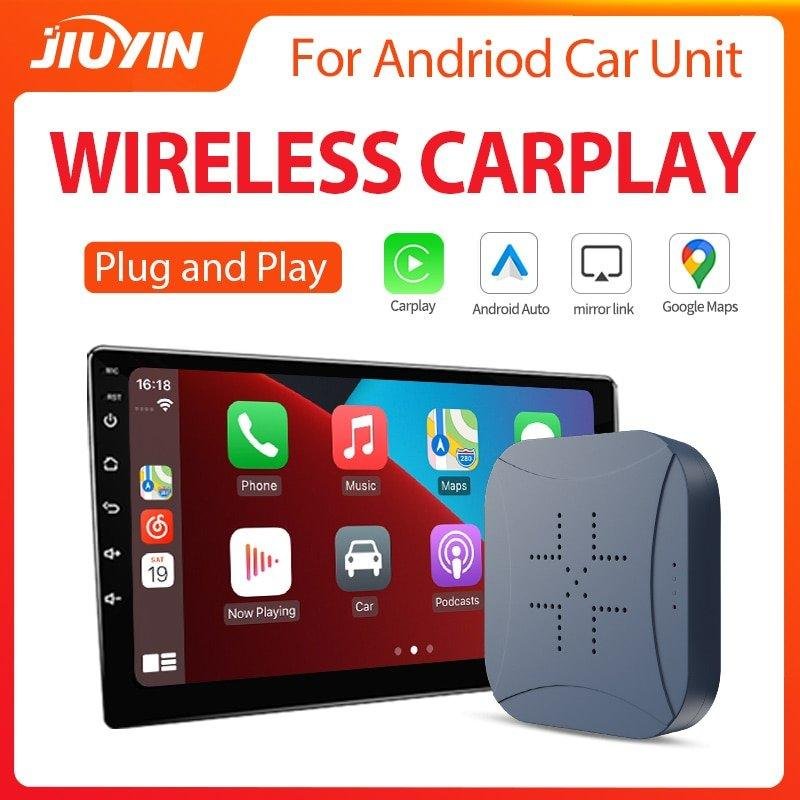 Jiuyin sem fio carplay dongle adaptador usb com fio android auto para modificar android rádio do carro ligação inteligente ios telefone interconexão