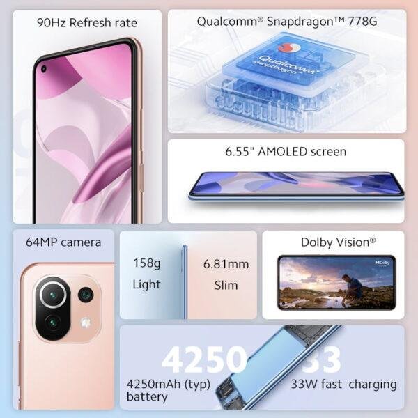 Celular Xiaomi 11 Lite 5G NE 8GB de RAM / 128GB / Tela 6.55