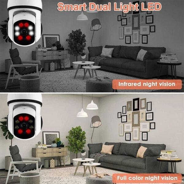 Câmera Lâmpada IP Panorâmica Smart WiFi HT-D1-GK3 E27 2304x1296p - App Tuya Smart - Imagem 5