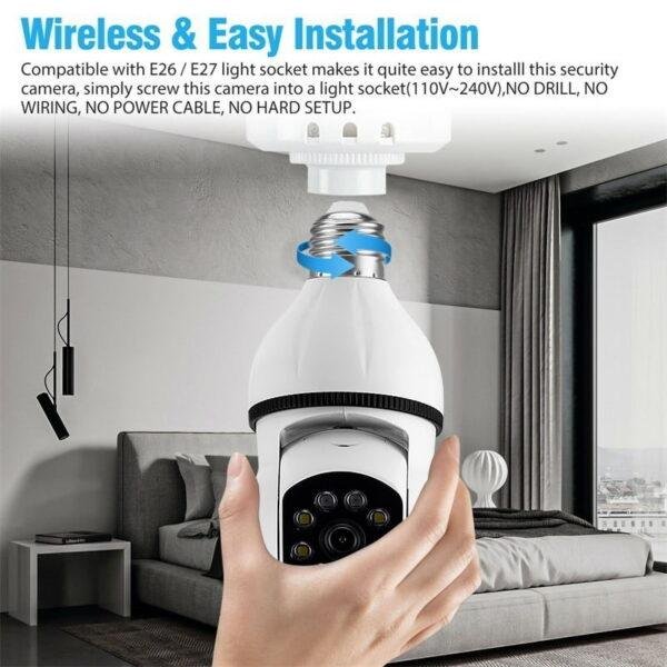 Câmera Lâmpada IP Panorâmica Smart WiFi HT-D1-GK3 E27 2304x1296p - App Tuya Smart - Imagem 3