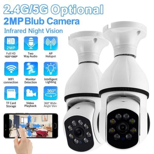 Câmera Lâmpada IP Panorâmica Smart WiFi HT-D1-GK3 E27 2304x1296p - App Tuya Smart