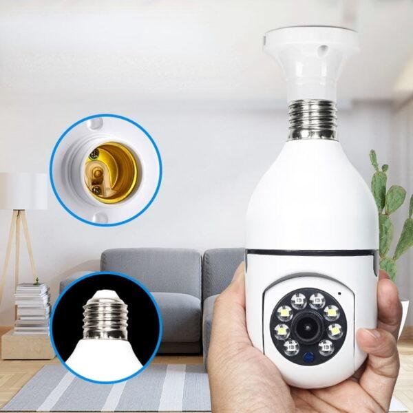 Câmera wifi ip sem fio giratória 360 com encaixe lampada bocal rosca yoosee/V380 ptz full HD visão noturna segurança - Imagem 4