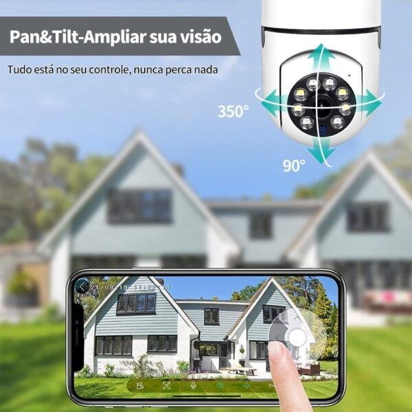 Câmera wifi ip sem fio giratória 360 com encaixe lampada bocal rosca yoosee/V380 ptz full HD visão noturna segurança - Imagem 3