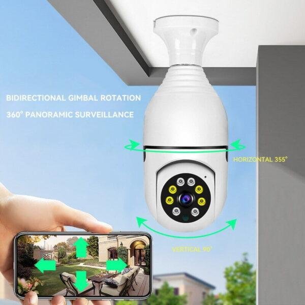 Bulbo Câmera de Vigilância Visão Noturna Cor Completa Rastreamento Humano Automático Zoom Monitor de Segurança Interior Câmera Wi-Fi - Imagem 3
