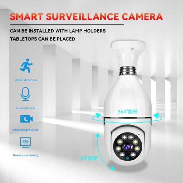 Bulbo Câmera de Vigilância Visão Noturna Cor Completa Rastreamento Humano Automático Zoom Monitor de Segurança Interior Câmera Wi-Fi