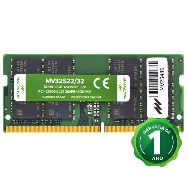 Memória RAM para Notebook Macrovip DDR4 32GB 3200MHz - MV32S22/32