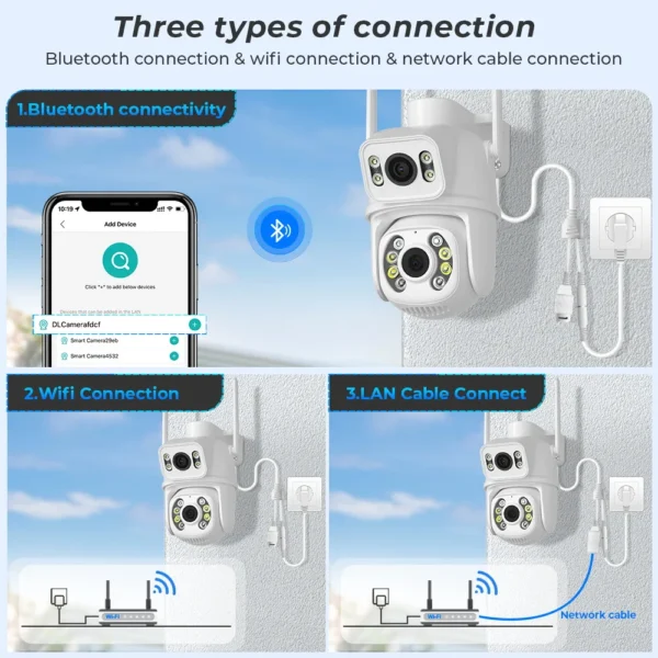 Câmera 8mp 4k ip ptz lente dupla detecção humana câmera de segurança cctv visão noturna ao ar livre câmera de vigilância wi-fi icsee - Imagem 5