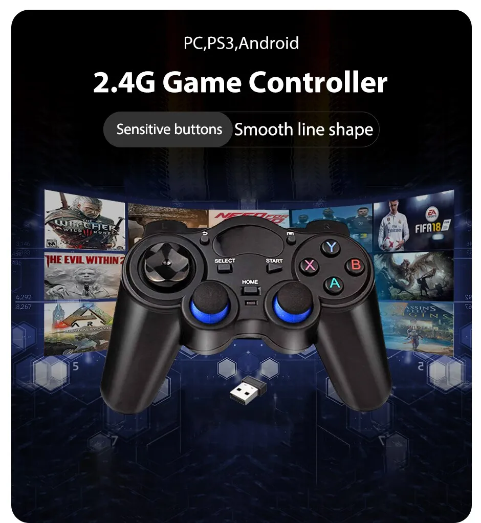 Joystick Sem Fio com Conversor OTG para P3 Android Phone Tablet PC Smart TV Box - Imagem 9