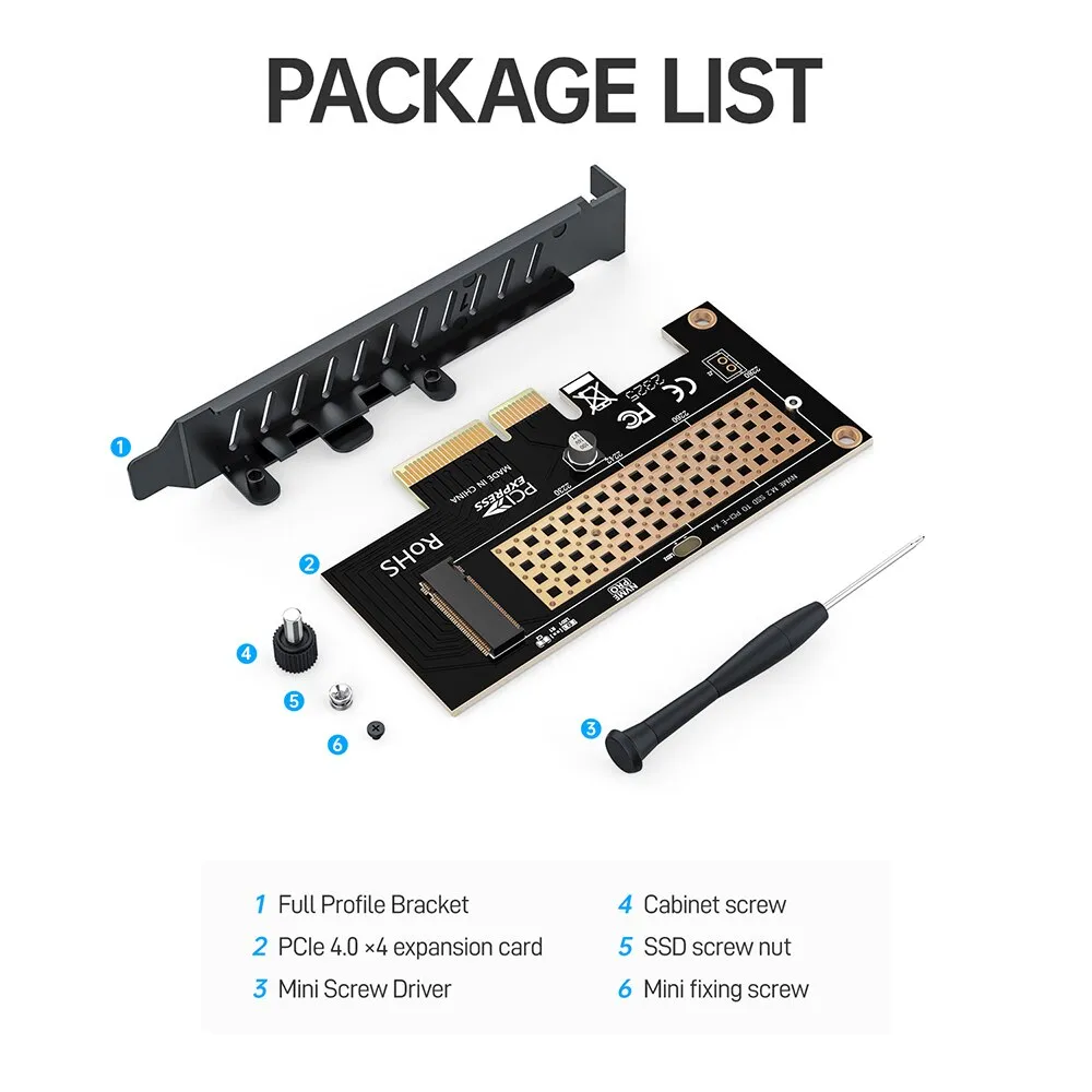 SSD m.2 adaptador pcie 4.0 3.0, placa de expansão pcie 4.0 x4 x8 x16 de 64gbps para pc desktop, - Imagem 4