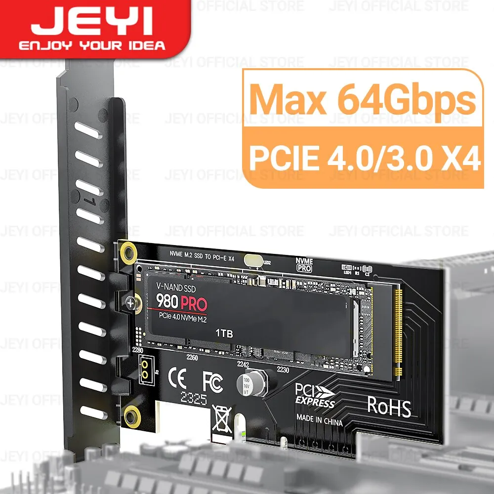 SSD m.2 adaptador pcie 4.0 3.0, placa de expansão pcie 4.0 x4 x8 x16 de 64gbps para pc desktop,