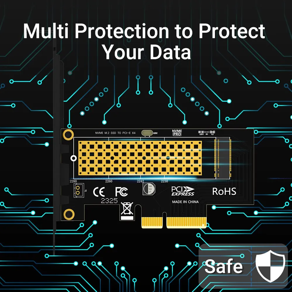 SSD m.2 adaptador pcie 4.0 3.0, placa de expansão pcie 4.0 x4 x8 x16 de 64gbps para pc desktop, - Imagem 5