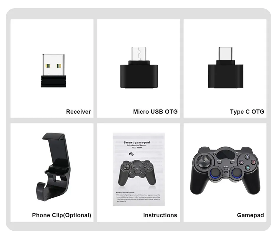 Joystick Sem Fio com Conversor OTG para P3 Android Phone Tablet PC Smart TV Box - Imagem 11