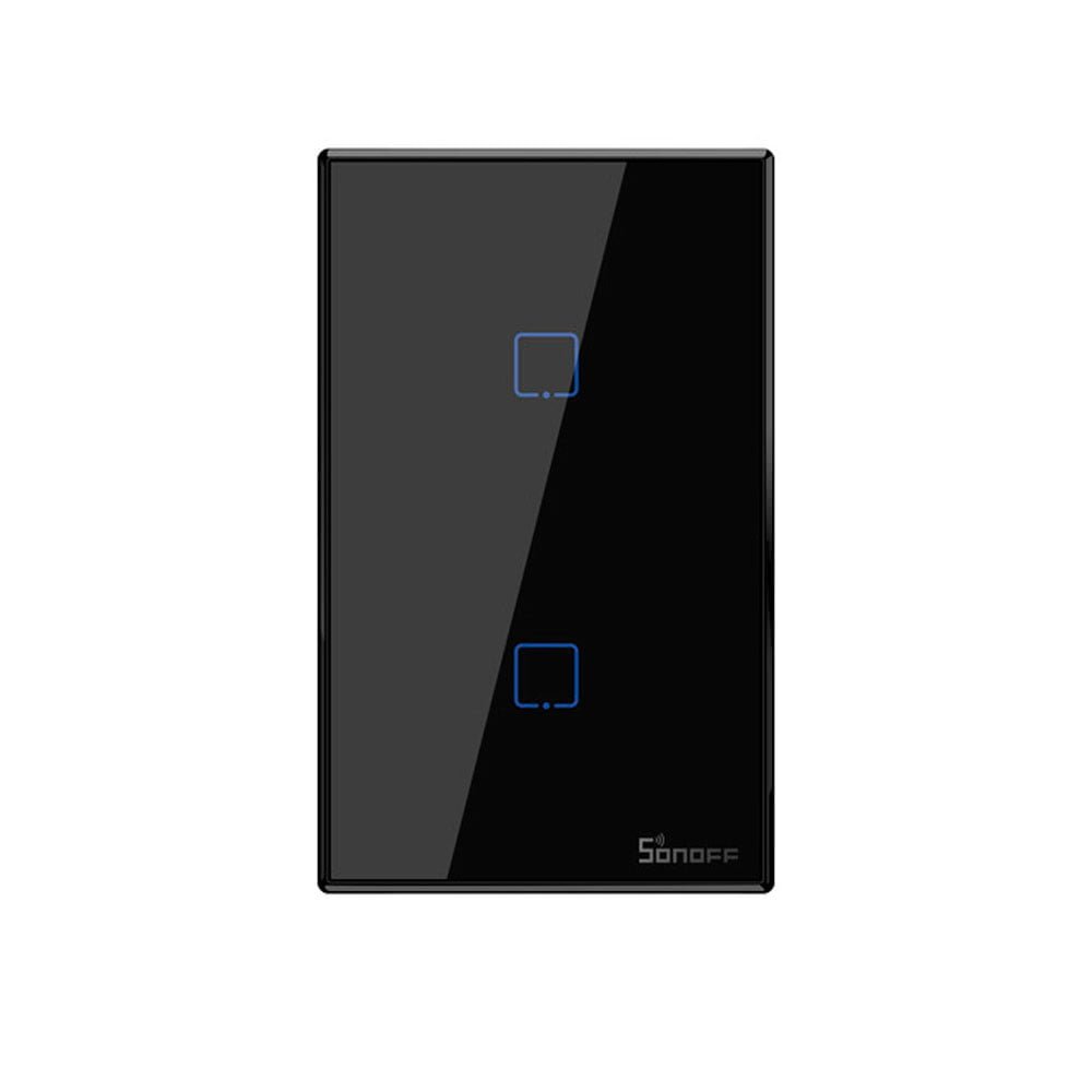INTERRUPTOR SONOFF T3US2C SMART DE PARED - NEGRO C/2 BOTONES