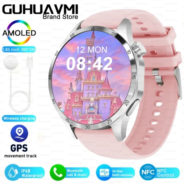 Smartwatch gt4 pro gps relógios inteligentes tela hd, bluetooth, chamada  à prova água - Imagem 6