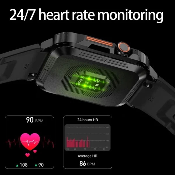 Smartwhatch Senbono 1.95 polegada militar relógio inteligente masculino bluetooth chamada  para android ios ip68 à prova dip68 água esportes - Imagem 2