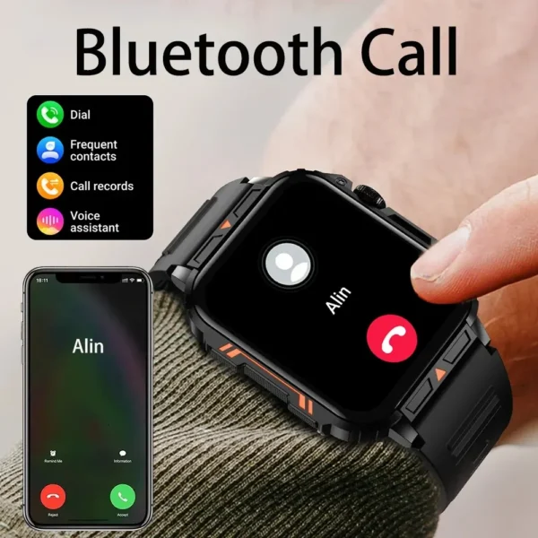 Smartwhatch Senbono 1.95 polegada militar relógio inteligente masculino bluetooth chamada  para android ios ip68 à prova dip68 água esportes - Imagem 3