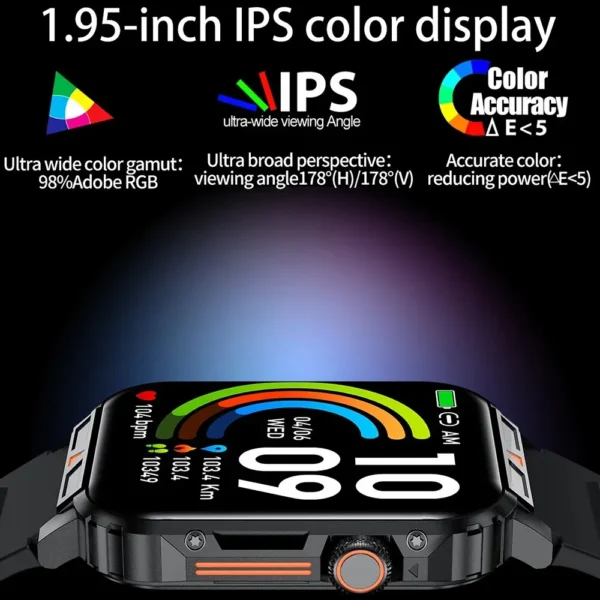 Smartwhatch Senbono 1.95 polegada militar relógio inteligente masculino bluetooth chamada  para android ios ip68 à prova dip68 água esportes - Imagem 4