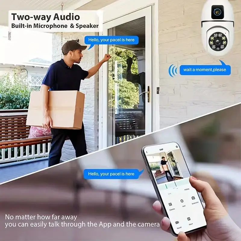 Câmera WiFi Visão noturna Voz bidirecional AI Detecção humana 5G Dual-band 4MP Telas de duelo Lente de duelo Lâmpada Yiiot E27 - Imagem 3