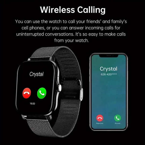 Smartwatch android telefone 1.44 Polegada Polegada tela colorida bluetooth chamada oxigênio no sangue/monitoramento de pressã feminino masculino - Imagem 2