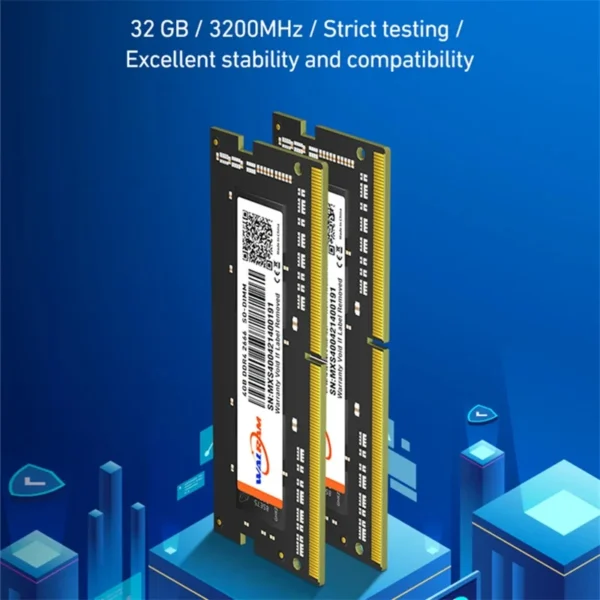 Memória ram walram ddr3l 8gb 1600mhz 1.35v 1.2v 204pin 260pin cl11 cl19 notebook - Imagem 2