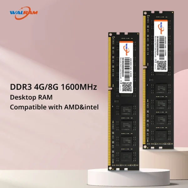Memoria Ram Walram  DDR3 8GB 1600mhz RAM Desktop 12800U 240Pin 1.5V NO ECC DDR3 Memória para Computador