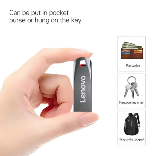 Pendrive Lenovo 2TB Metal de alta velocidade usb 3.0 flash portátil  usb à prova água - Imagem 4