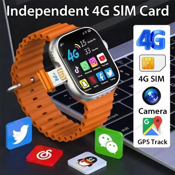 Smart Watch 4G 2,45 polegadas GPS Wifi Google Play IP67 à prova d'água Android IOS Câmera Cartão SIM Rede masculino feminino