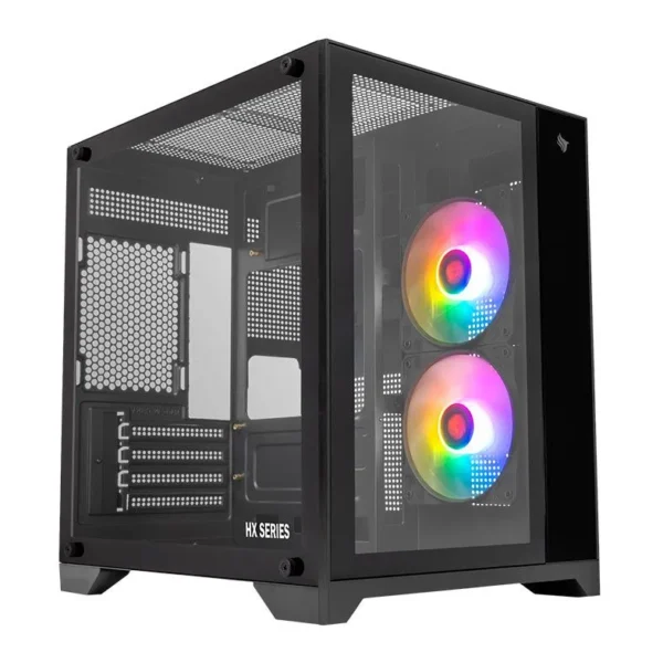 Gabinete Gamer HX110, Mini-Tower, Lateral de Vidro, Com 2 Fans, Preto, PG-HX110-BK